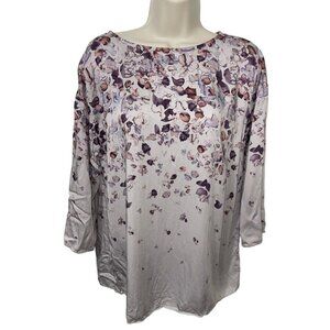PURE JILL by J JILL Women's Size XS Purple Floral Blouse Viscose Top
